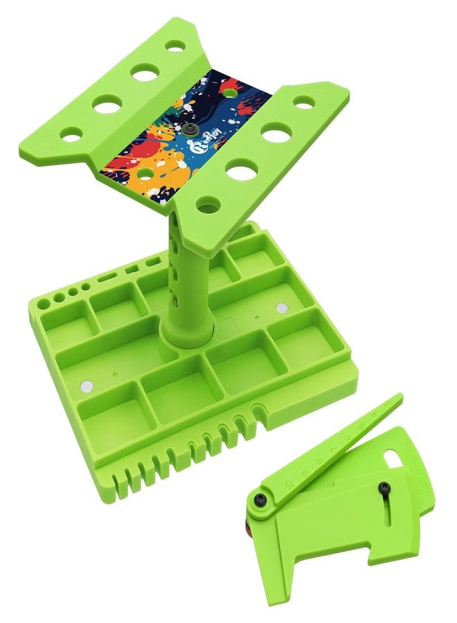 RCenjoy RC Car Work Stand Repair Workstation 360 Degree Rotation Stand with RC Car Ride Height Gauge for Traxxas TRX4 Axial Arrma Redcat Losi 1/10 1/12 1/14 1/16 1/18 Remote Control Car Tool Set, Green - Image 1